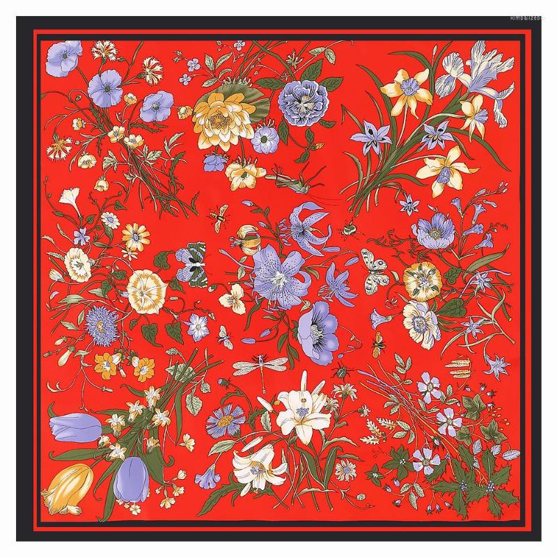 Scarves Twill Silk Scarf Women Flowers Print 2023 Square Large Bandana Luxury Kerchief Hijab Female Foulards 130CM 
Scarves Twill Silk Scarf Women Flowers Print 2023 Square Large Bandana Luxury Kerchief Hijab Female Foulards 130CM