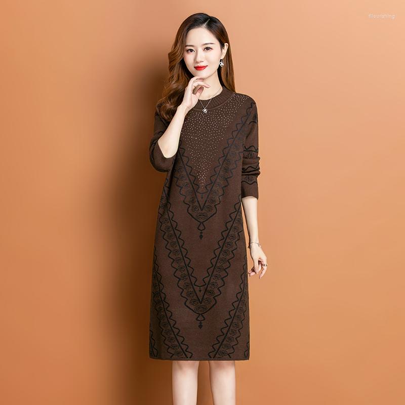 Casual Dresses High Quality Drilling Sweater Dress For Women Autumn Winter Thick Warm Jacquard Knee-length O-Neck Pullover Knitted, Camel
Casual Dresses High Quality Drilling Sweater Dress For Women Autumn Winter Thick Warm Jacquard Knee-length O-Neck Pullover Knitted, Camel