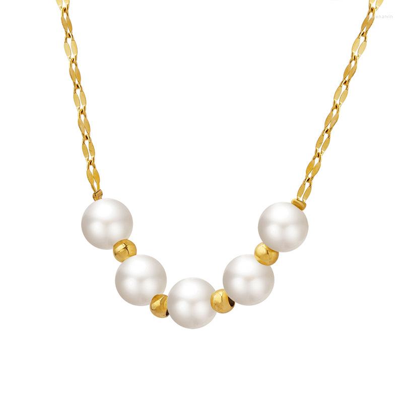 Chains Korea Pearl Bead Pendant Necklace Elegant Women Wedding Party Clavicle Chain Fashion Jewelry 316L Stainless Steel Gold Plated
Chains Korea Pearl Bead Pendant Necklace Elegant Women Wedding Party Clavicle Chain Fashion Jewelry 316L Stainless Steel Gold Plated