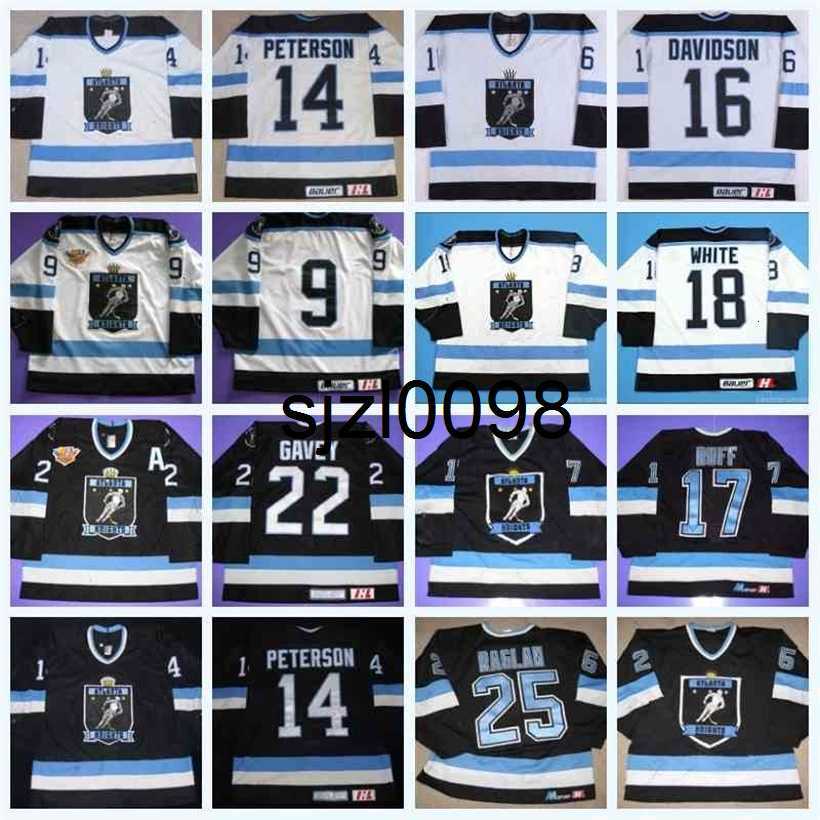 Sj98 Atlanta Knights 50th Anniversary 16 Lee Davidson 9 Brent Gretzky 18 Peter White 22 Aaron Gavey 14 Brent Peterson 77 Reggie Savage Jersey, Custom white
Sj98 Atlanta Knights 50th Anniversary 16 Lee Davidson 9 Brent Gretzky 18 Peter White 22 Aaron Gavey 14 Brent Peterson 77 Reggie Savage Jersey, Custom white