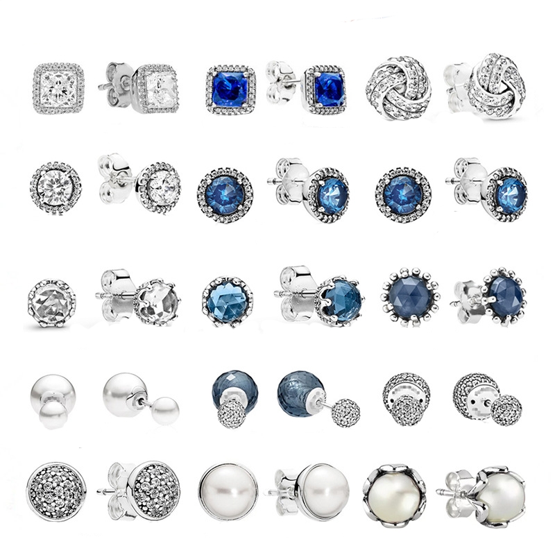 925 Silver Fit Pandora Earrings Shiny Round Series Square Pearl Dangle Fashion Charms Set Earrings Fine Earrings Jewelry
925 Silver Fit Pandora Earrings Shiny Round Series Square Pearl Dangle Fashion Charms Set Earrings Fine Earrings Jewelry