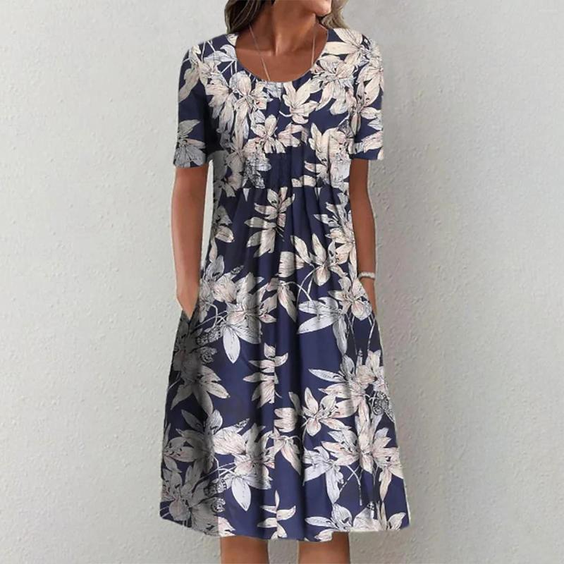 Casual Dresses Women Summer V Neck Print Short Sleeve Empire Waist Dress With Pockets Womens Cocktail Long, Navy
Casual Dresses Women Summer V Neck Print Short Sleeve Empire Waist Dress With Pockets Womens Cocktail Long, Navy
