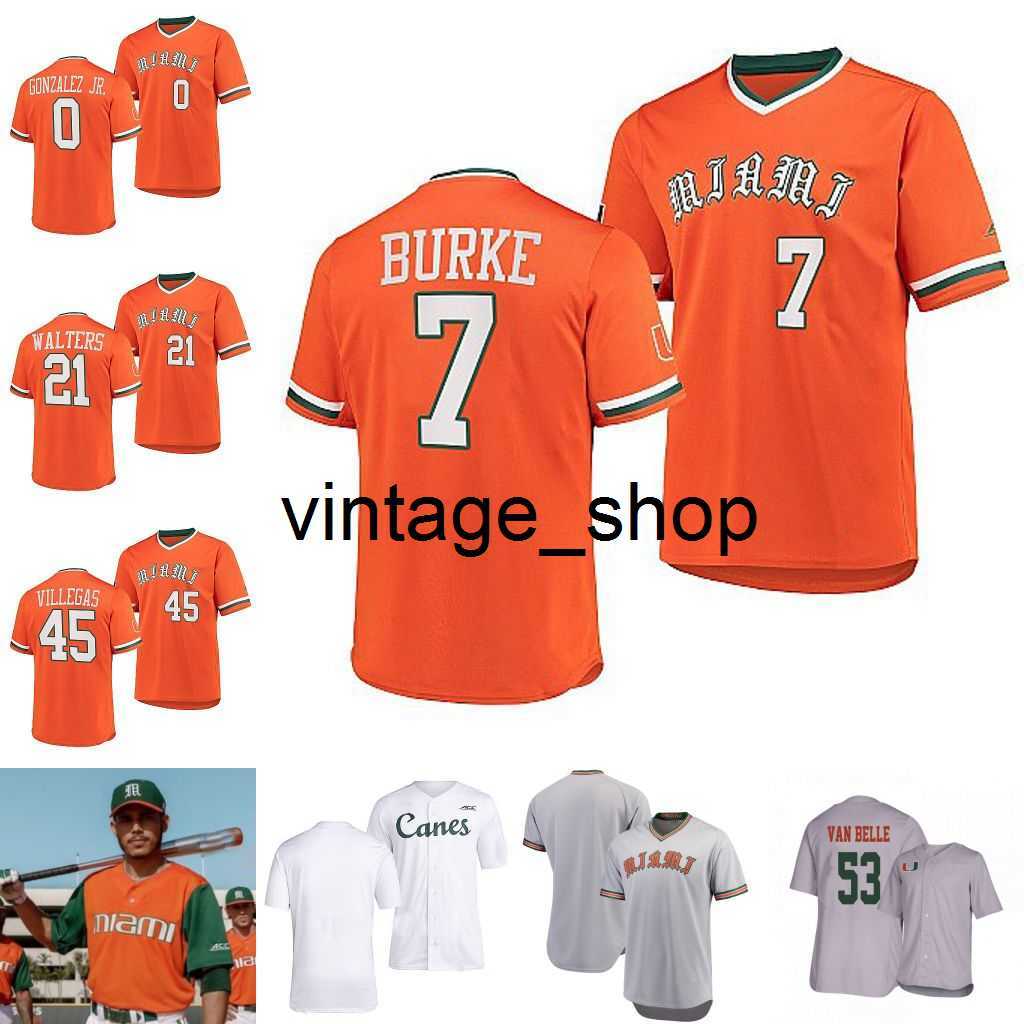 vin 45 edgardo villega College miami hurricanes baseball jersey jacob burke carson palmquist walters yohandy morales cj kayfus dorian gonzalez jr Jerseys