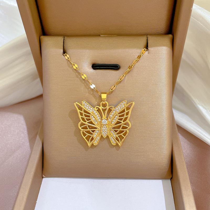 Pendant Necklaces 316L Stainless Steel White Zircon Hollow Butterfly Long Necklace For Women Fashion Girls Clavicle Chain Jewelry Gift
Pendant Necklaces 316L Stainless Steel White Zircon Hollow Butterfly Long Necklace For Women Fashion Girls Clavicle Chain Jewelry Gift
