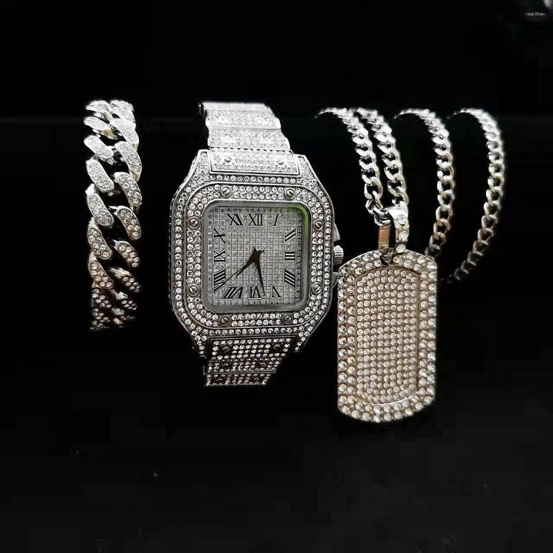 Wristwatches Watch Necklace Bracelet Men 3pcs Luxury Iced Out Bling Cuban Chains Fashion Jewelry Square Pendant Mens Gold Watches, Gold 3pcs
Wristwatches Watch Necklace Bracelet Men 3pcs Luxury Iced Out Bling Cuban Chains Fashion Jewelry Square Pendant Mens Gold Watches, Gold 3pcs