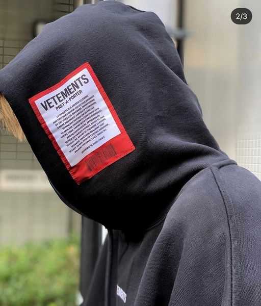 23SS Red Label Sticker vetements hoodie 100 Cotton EU Size Vetements Hoodies Men Women High Street Streetwear Autumn Winter Pullover 3GKLV, Black2