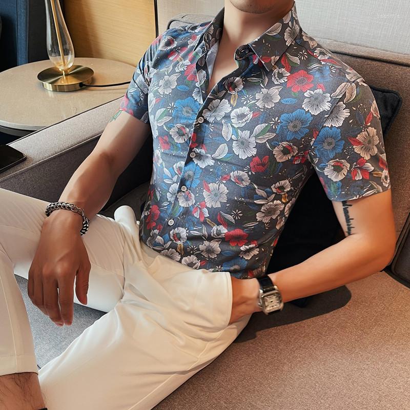 Men's Casual Shirts Summer Short Sleeve Flower Men Slim Business Formal Dress Fashion Beach Vacation Camisa Masculina, Gray-blue
Men's Casual Shirts Summer Short Sleeve Flower Men Slim Business Formal Dress Fashion Beach Vacation Camisa Masculina, Gray-blue
