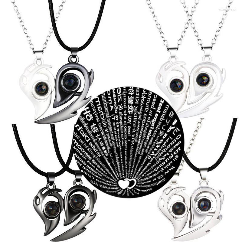 Pendant Necklaces 1pair Magnetic Couple Necklace Heart Projection Pendent 100 Languages I Love You Lovers Distance Matching Jewelry Gift
Pendant Necklaces 1pair Magnetic Couple Necklace Heart Projection Pendent 100 Languages I Love You Lovers Distance Matching Jewelry Gift