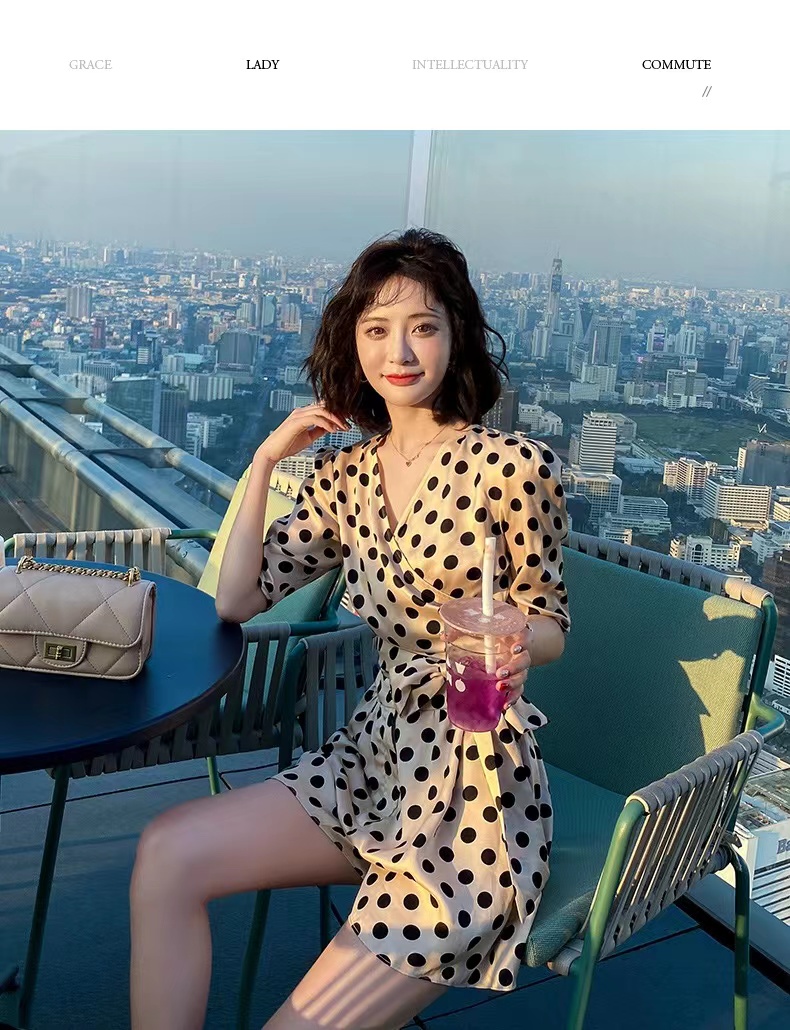 Womens polka dots dotted short sleeve v-neck sashes top and shorts twinset 2 pc pants suit SMLXL