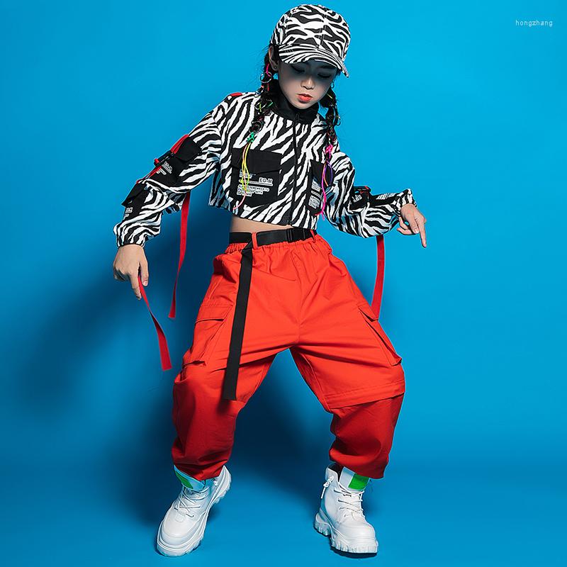 Stage Wear Children Jazz Dance Costumes Zebra Pattern Jacket Coat Crop Tops Vest Red Hiphop Pants Child Girl Street Clothes
Stage Wear Children Jazz Dance Costumes Zebra Pattern Jacket Coat Crop Tops Vest Red Hiphop Pants Child Girl Street Clothes
