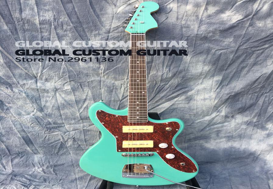 

Highquality 6string electric guitar SP90 pickup truck green ocean color all colors available real po display8822611