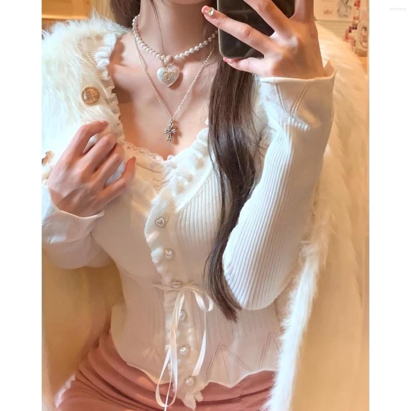Women' Knits Cropped Cardigan 2023 Women Clothes Sweet Ruffles White Sueter V-neck Long Sleeve Tunic Pull Femme Drawstring Knit Sweater, Pink
Women' Knits Cropped Cardigan 2023 Women Clothes Sweet Ruffles White Sueter V-neck Long Sleeve Tunic Pull Femme Drawstring Knit Sweater, Pink
