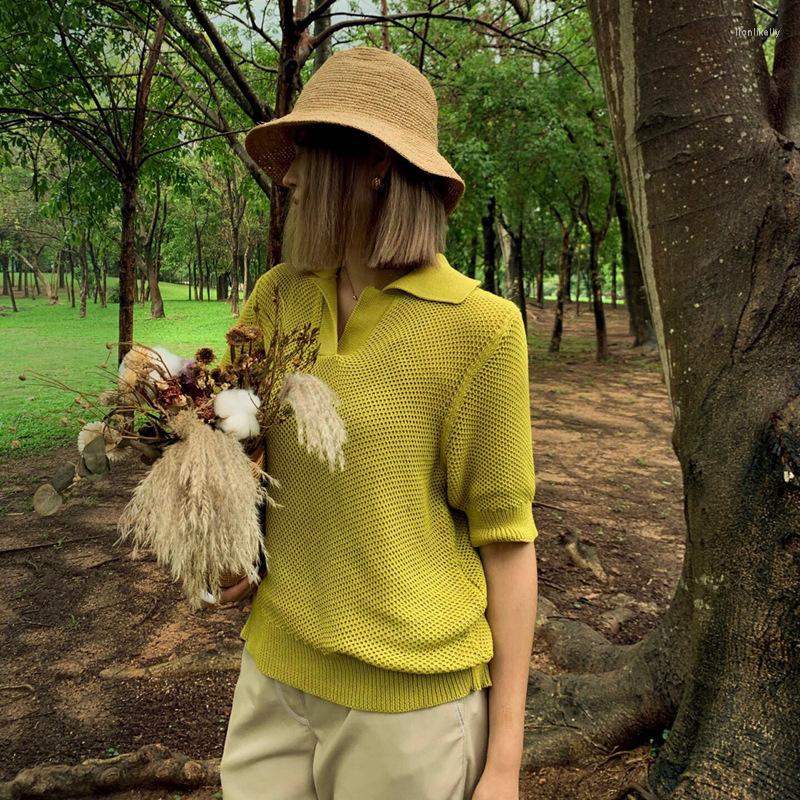 Women' T Shirts 2023 Summer Ladies Commuting Simple Loose Short-sleeved Lapel Hollow Knitted Pullover T-shirt, Green
Women' T Shirts 2023 Summer Ladies Commuting Simple Loose Short-sleeved Lapel Hollow Knitted Pullover T-shirt, Green