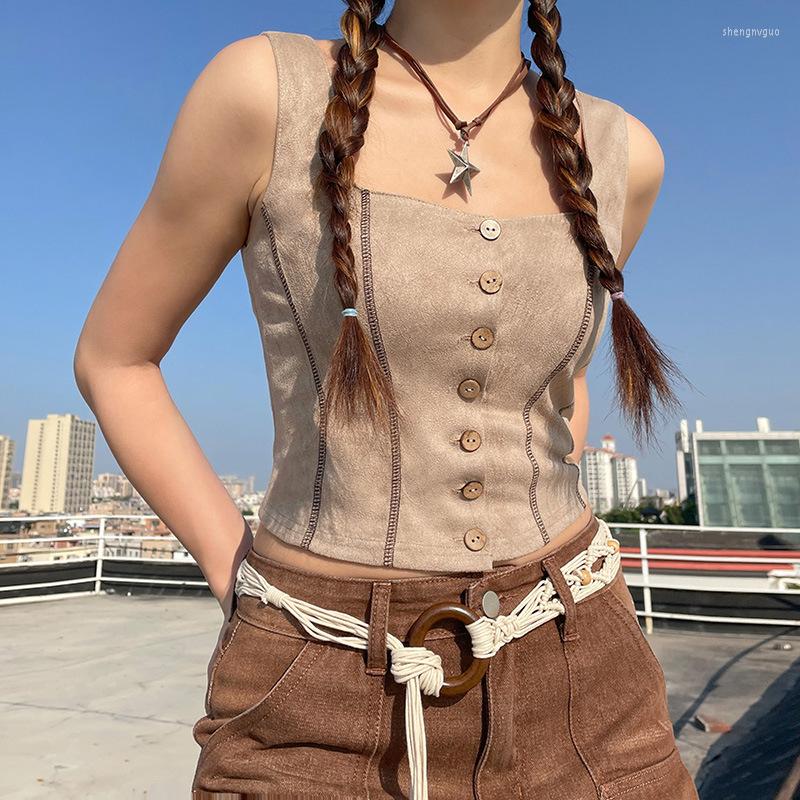 Women' Tanks Ekaliy Vintage Patchwork Crop Top Women Sleeveless Button Tank Y2K Harajuku Streetwear Sexy Chic Vest Summer Female Clothes, Khaki
Women' Tanks Ekaliy Vintage Patchwork Crop Top Women Sleeveless Button Tank Y2K Harajuku Streetwear Sexy Chic Vest Summer Female Clothes, Khaki