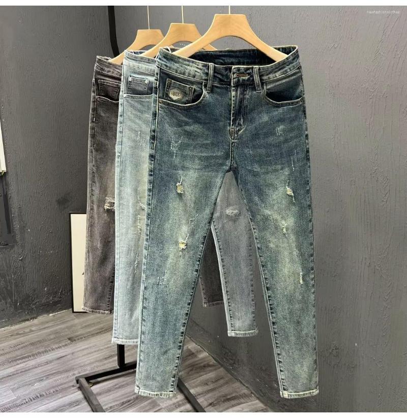 Men's Jeans Retro Slim Small Foot Men's Youth Elastic Nine Points Pants Black Men Ropa Hombre, Wathet blue
Men's Jeans Retro Slim Small Foot Men's Youth Elastic Nine Points Pants Black Men Ropa Hombre, Wathet blue