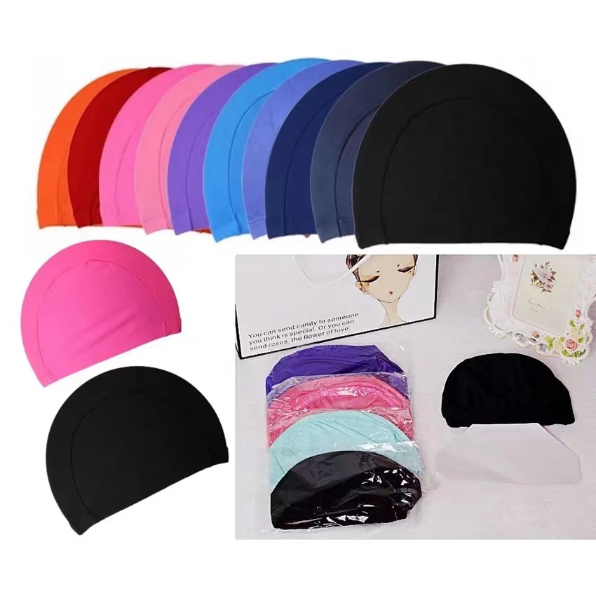 Mens Candy colors Swimming caps unisex Nylon Cloth Adult Shower Caps waterproof bathing caps solid swim hat sea shipping QH21