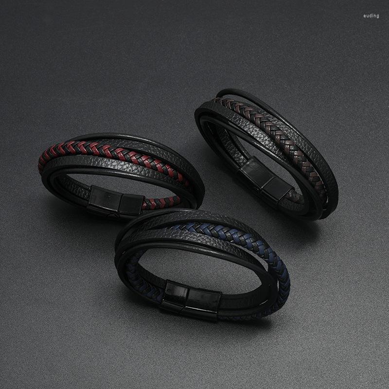 Charm Bracelets Simple Retro Woven Leather Bracelet Trend Jewelry Personalized Magnet Buckle For Men Party Rave Gift
Charm Bracelets Simple Retro Woven Leather Bracelet Trend Jewelry Personalized Magnet Buckle For Men Party Rave Gift