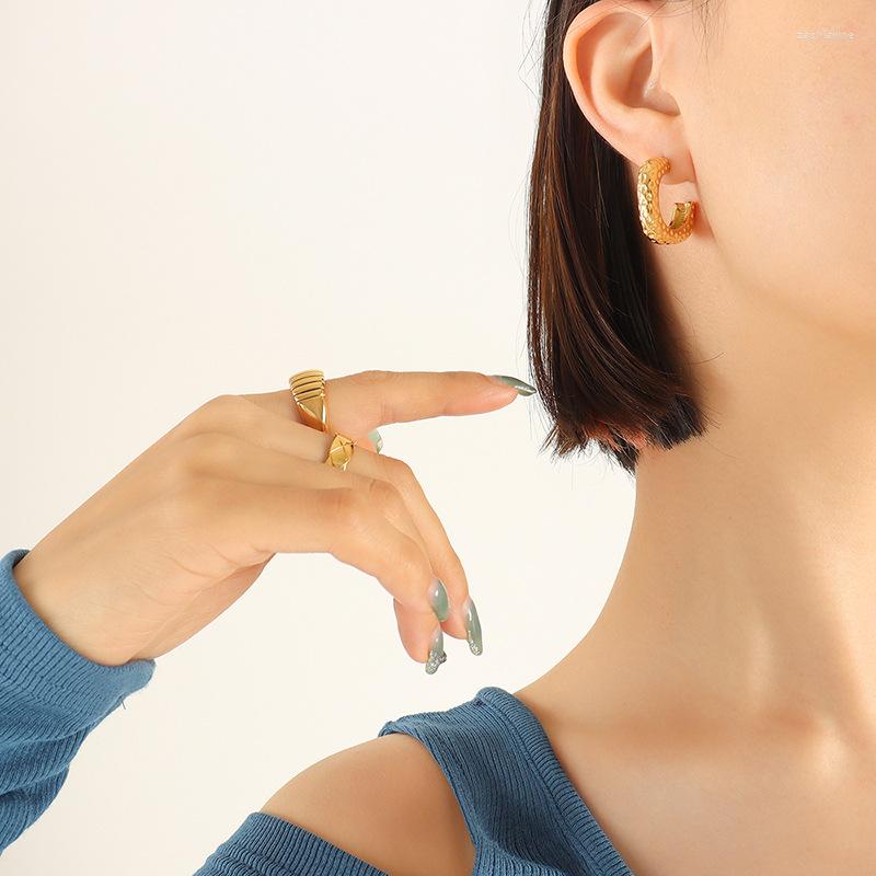 Hoop Earrings Unique Creative Concave-Convex Embellishment C- Shaped Women's European And American Retro Fashionable Tit
Hoop Earrings Unique Creative Concave-Convex Embellishment C- Shaped Women's European And American Retro Fashionable Tit