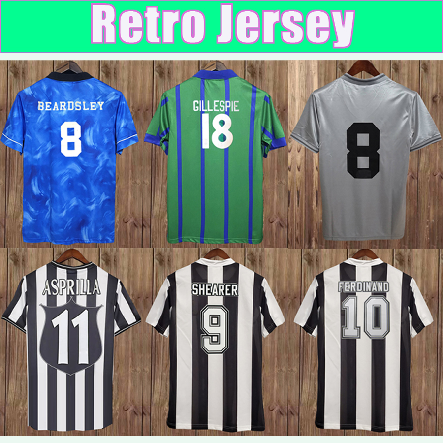 97 99 SHEARER Retro Soccer Jerseys BEARDSLEY 97 98 99 Home Black White Mens Football Shirts Classic Retro Short Sleeve Adult Uniforms