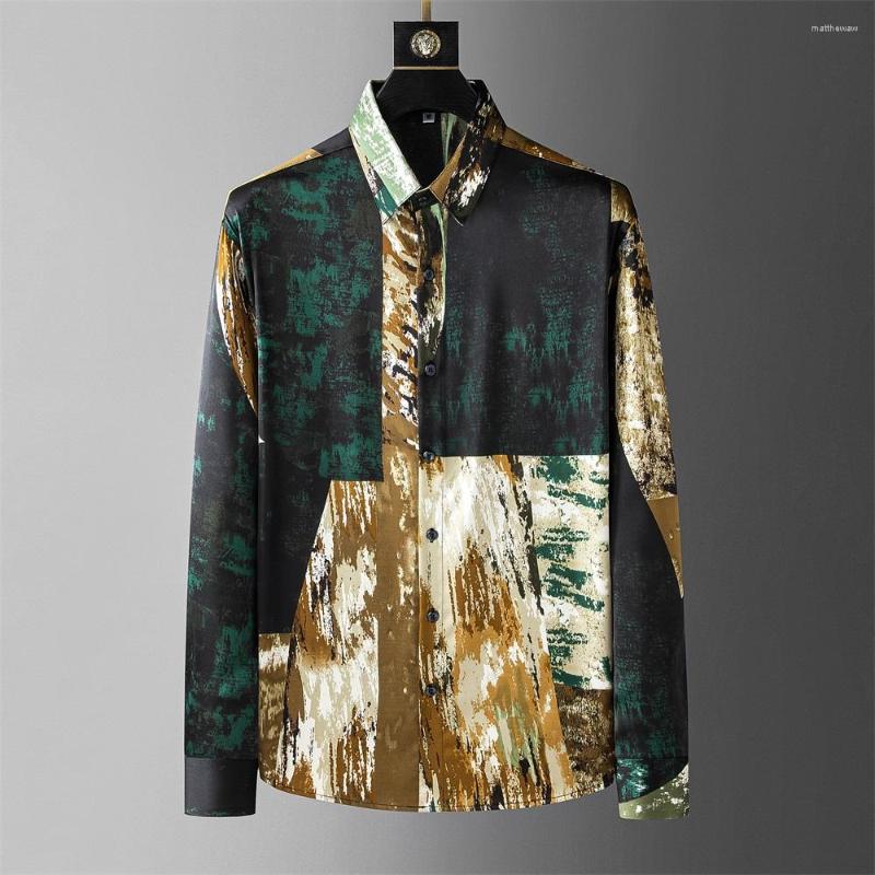 Men's Casual Shirts Luxury Retro Printed Shirt For Men Summer Long Sleeve Loose Ice Silk Breathable Business Social Camisa Masculina, Black
Men's Casual Shirts Luxury Retro Printed Shirt For Men Summer Long Sleeve Loose Ice Silk Breathable Business Social Camisa Masculina, Black