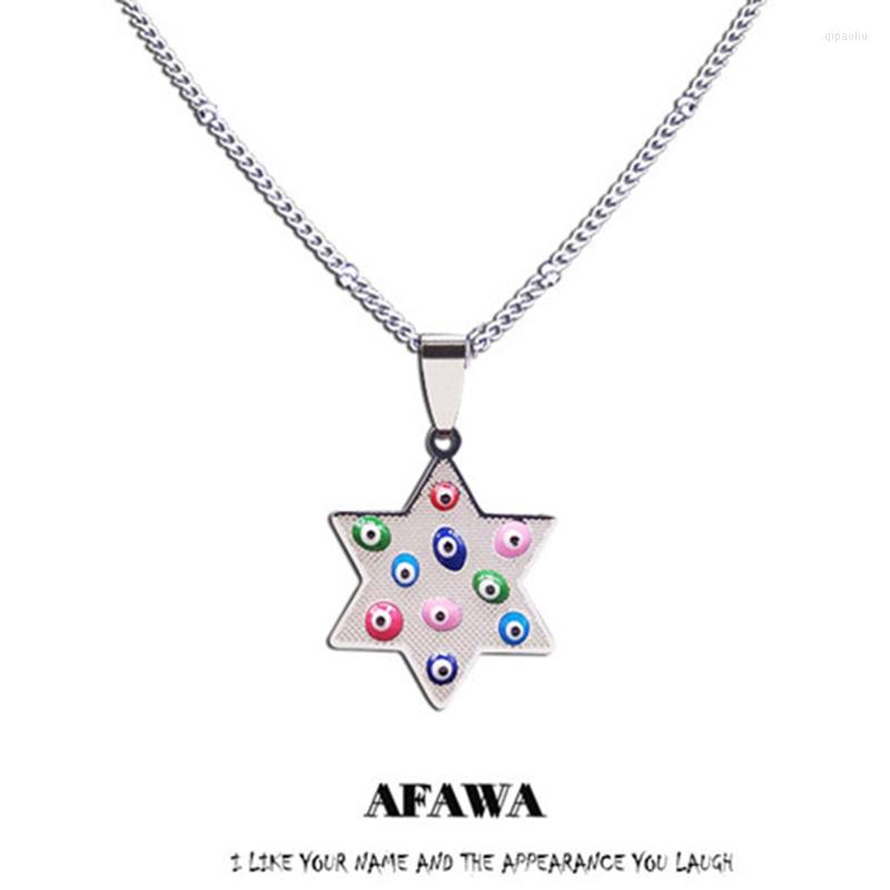 Pendant Necklaces Judaism Hexagram Necklace Stainless Steel Islam Colorful Turkey Eye Star Of David Jewelry Collier N5230S01
Pendant Necklaces Judaism Hexagram Necklace Stainless Steel Islam Colorful Turkey Eye Star Of David Jewelry Collier N5230S01