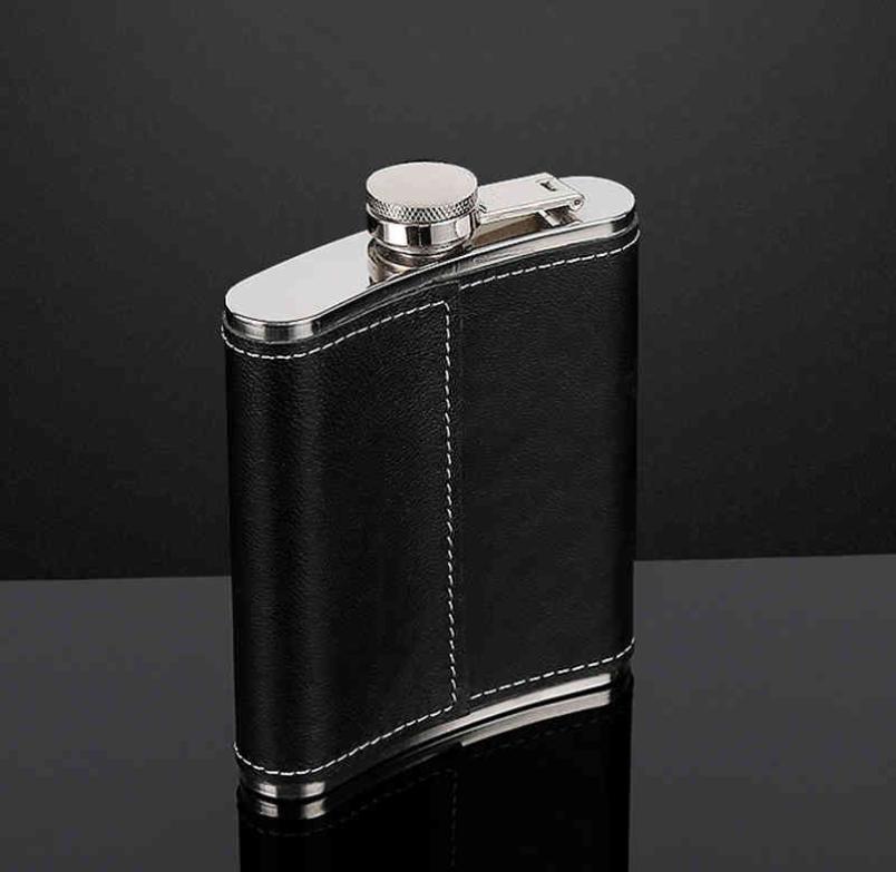 

7oz 8oz Portable Pocket Stainless Steel Hip Flask Flagon Whiskey Wine Pot PU Leather Cover Alcohol Bottle Travel Tour Drinkware Sc3359582
