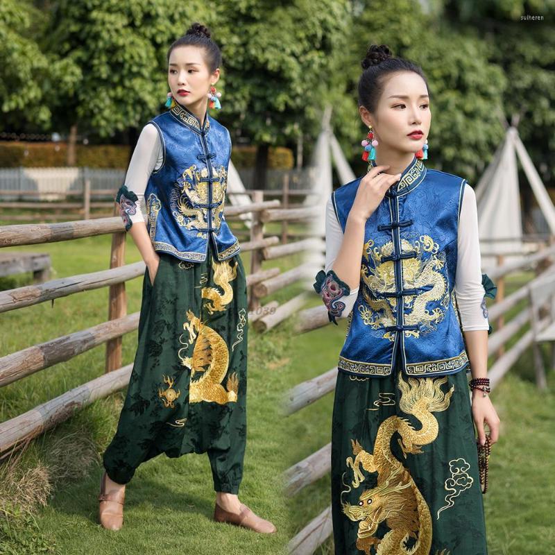 Ethnic Clothing 2023 Chinese National Vest Jacquard Lady Vintage Dragon Embroidery Satin Oriental Traditional Tang Suit Elegant Waistcoat
Ethnic Clothing 2023 Chinese National Vest Jacquard Lady Vintage Dragon Embroidery Satin Oriental Traditional Tang Suit Elegant Waistcoat