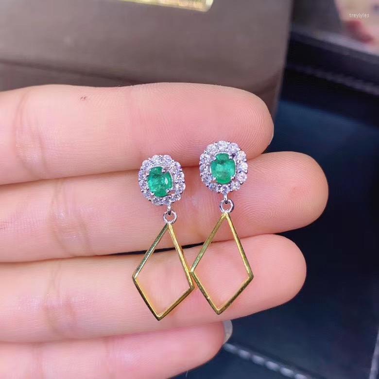 Stud Earrings Natural And Real 925 Sterling Silver Emerald Earring For The Party 
Stud Earrings Natural And Real 925 Sterling Silver Emerald Earring For The Party