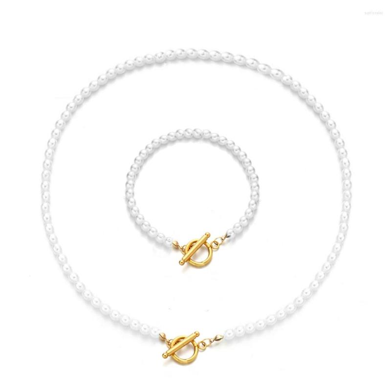 Necklace Earrings Set MinaMaMa Stainless Steel Toggle-Clasp OT Imitated Pearl Wedding Fashion Bracelet Sets, Picture shown
Necklace Earrings Set MinaMaMa Stainless Steel Toggle-Clasp OT Imitated Pearl Wedding Fashion Bracelet Sets, Picture shown
