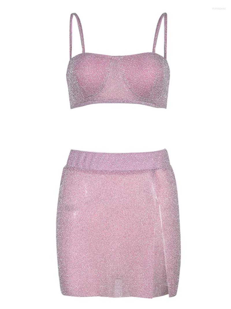 Two Piece Dress Women Tops Skirt Suit Casual Party Sleeveless Sling Crop Vest Sequined Split Outfit, Pink
Two Piece Dress Women Tops Skirt Suit Casual Party Sleeveless Sling Crop Vest Sequined Split Outfit, Pink