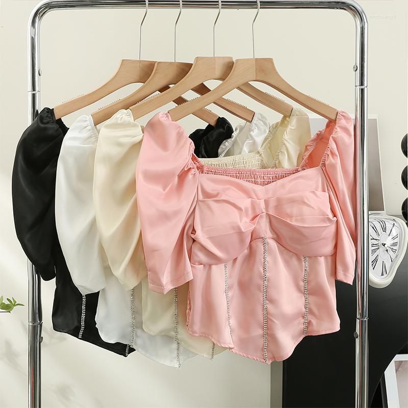 Women's Blouses Korean Fashion Casual For Women Summer Short Sleeve Square Collar Beading Spliced Femme Crop Shirts Tops Skinny Blusas, Pink
Women's Blouses Korean Fashion Casual For Women Summer Short Sleeve Square Collar Beading Spliced Femme Crop Shirts Tops Skinny Blusas, Pink