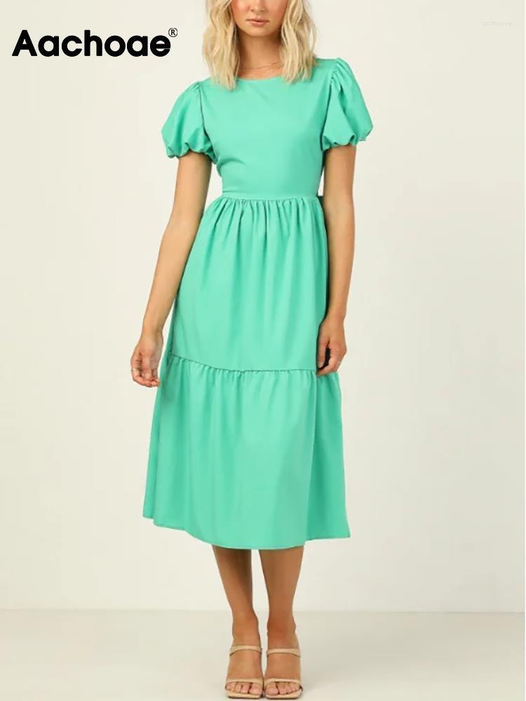 Party Dresses Aachoae Elegant A Line Midi Dress Women Casual O Neck Puff Short Sleeve Ladies Fashion Chic Green Color Robe Femme
Party Dresses Aachoae Elegant A Line Midi Dress Women Casual O Neck Puff Short Sleeve Ladies Fashion Chic Green Color Robe Femme