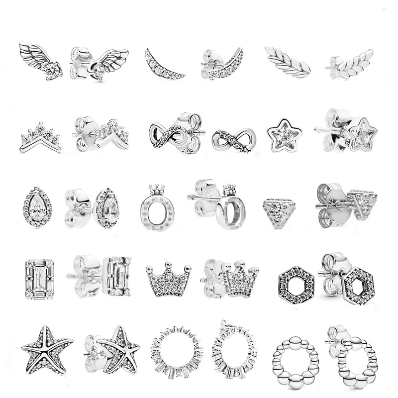 925 Silver Fit Pandora Earrings Radiant Angel Wings Series Earrings and Water Drop Crowns Fashion Style Fine Earrings Jewelry
925 Silver Fit Pandora Earrings Radiant Angel Wings Series Earrings and Water Drop Crowns Fashion Style Fine Earrings Jewelry