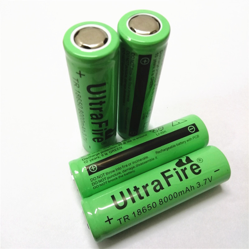 18650 8000mAh lithium battery flat head /pointed 3.7V strong light flashlight charger Small fan 4.2V rechargeable battery High quality