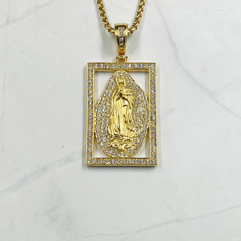 Pendant Necklaces Classic Christian Jewelry Gold Color Blessed Virgin Mary Necklace With Rhinestone For Women Men
Pendant Necklaces Classic Christian Jewelry Gold Color Blessed Virgin Mary Necklace With Rhinestone For Women Men