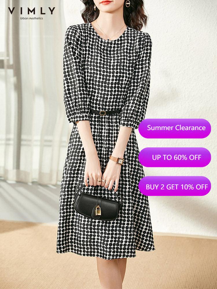 Dresses Vimly Summer Dresses for Women Half Sleeve Oneck Aline Polka Dot Midi Dress Gentle Korean Style Women 2022 Lady Clothes V1515, Black
Dresses Vimly Summer Dresses for Women Half Sleeve Oneck Aline Polka Dot Midi Dress Gentle Korean Style Women 2022 Lady Clothes V1515, Black