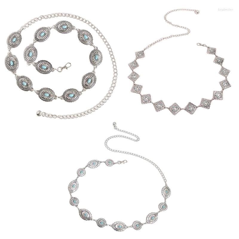 Belts L93F Belly Chain Turquoise Waist For Dress Conchos Belt Women
