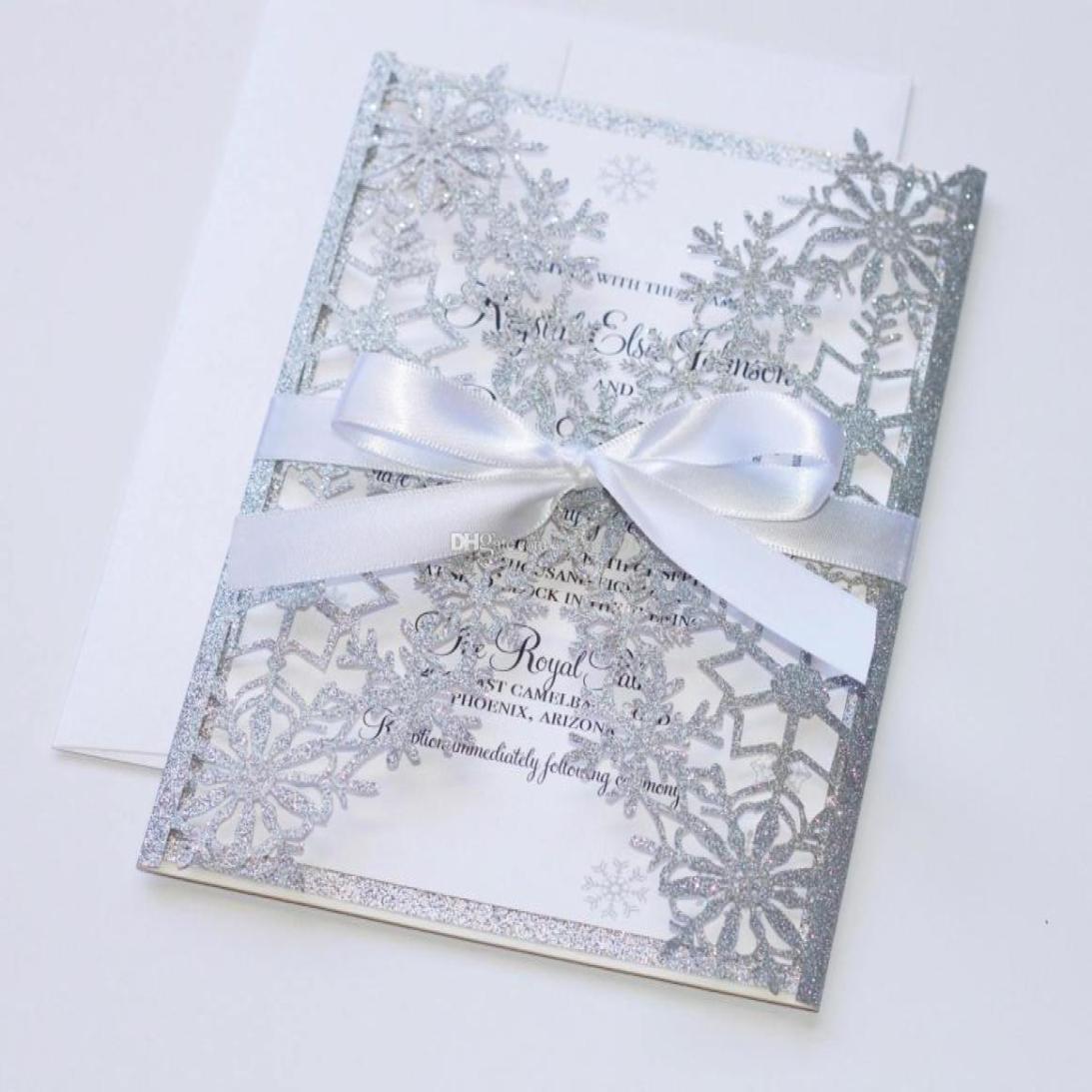 Luxury Silver Wedding Invitation Snowflake Laser Cut Invitation Elegant Hollow Wedding Party Invitations with White Bow 4614658
Luxury Silver Wedding Invitation Snowflake Laser Cut Invitation Elegant Hollow Wedding Party Invitations with White Bow 4614658
