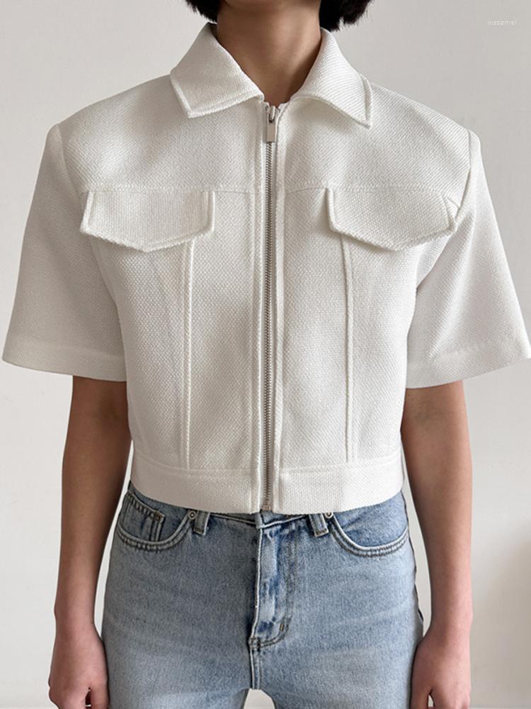 Women's Jackets Women Lapel Fake Pocket Jacket Korean Short Sleeve Fashion Blue Zipper Coat 2023 Summer Tide Outwears Y413
Women's Jackets Women Lapel Fake Pocket Jacket Korean Short Sleeve Fashion Blue Zipper Coat 2023 Summer Tide Outwears Y413