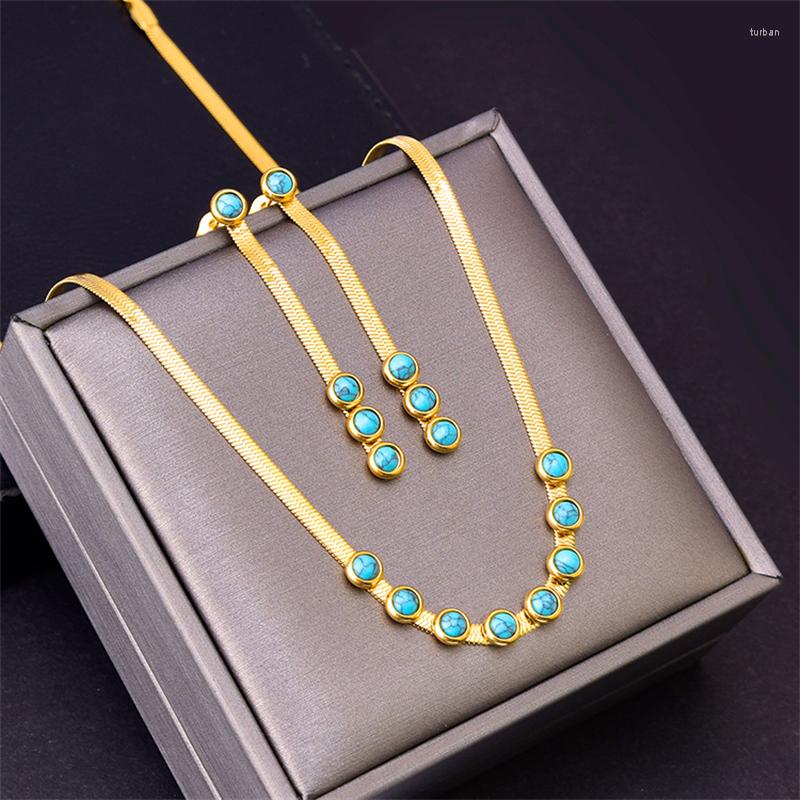 Necklace Earrings Set 316L Stainless Steel Fashion Fine Jewelry Welded Round Stone's Charm Chain Choker Necklaces Bracelets For Women, Picture shown
Necklace Earrings Set 316L Stainless Steel Fashion Fine Jewelry Welded Round Stone's Charm Chain Choker Necklaces Bracelets For Women, Picture shown