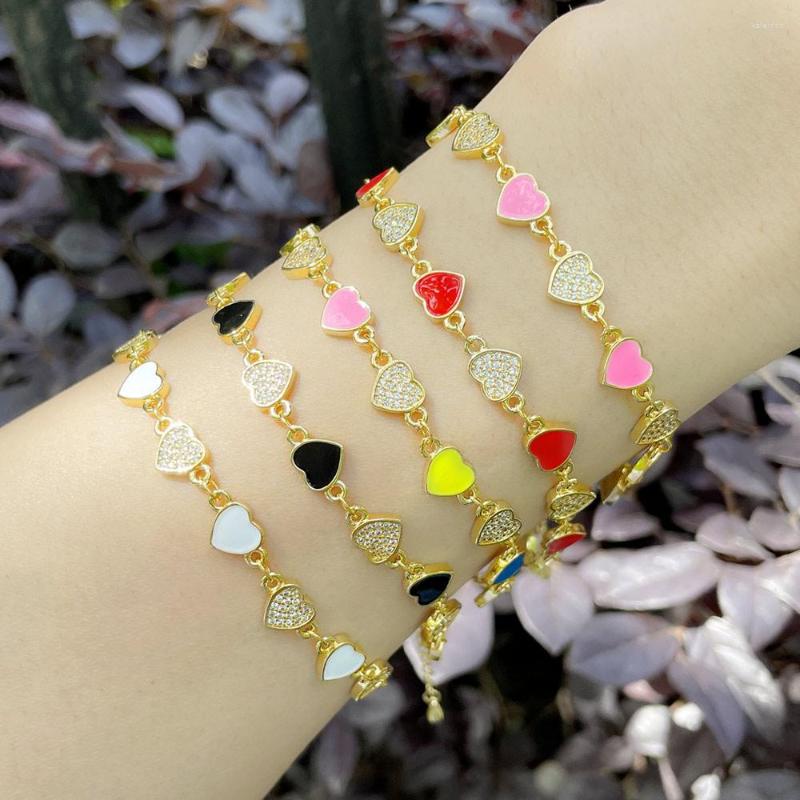 Charm Bracelets Enamel Red Heart For Women Copper Zircon Gold Plated Romantic Crystal Jewelry Party Gifts Brtg61
Charm Bracelets Enamel Red Heart For Women Copper Zircon Gold Plated Romantic Crystal Jewelry Party Gifts Brtg61