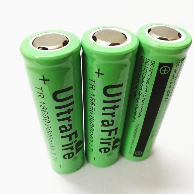 18650 8000mAh lithium battery flat head /pointed 3.7V strong light flashlight charger Small fan 4.2V rechargeable battery High quality