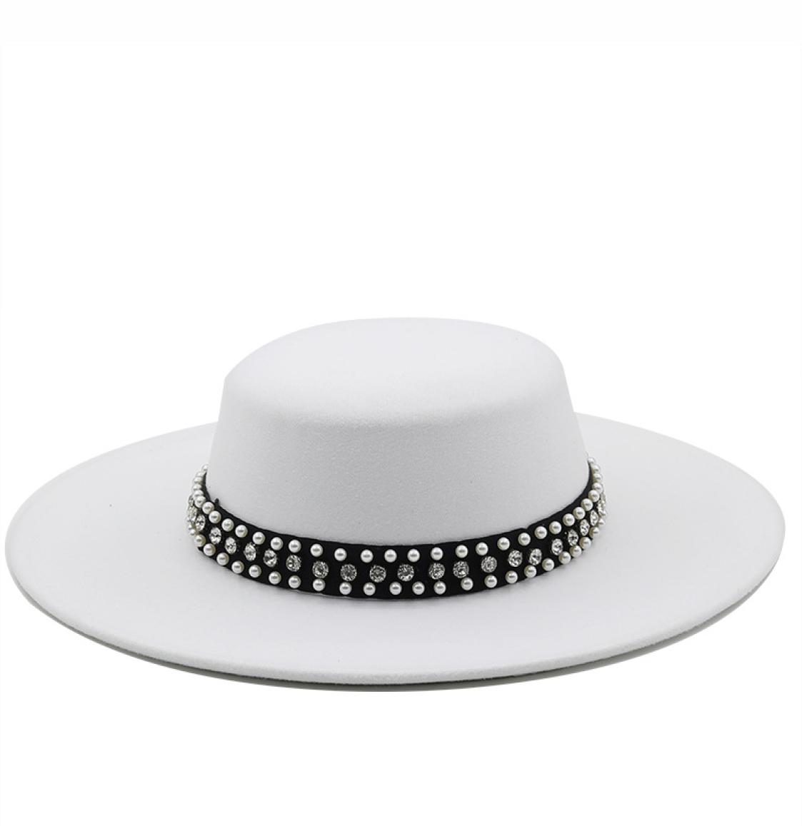 Large Wide Brim Faux Wool Pork Pie Boater Flat Top Fedora Hat with Rivet Pearls Black White Party Panama Trilby Cowboy Cap4548204, Khaki
Large Wide Brim Faux Wool Pork Pie Boater Flat Top Fedora Hat with Rivet Pearls Black White Party Panama Trilby Cowboy Cap4548204, Khaki