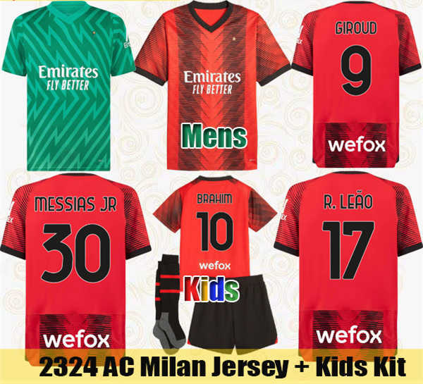 23 24 AC Soccer Jerseys IBRAHIMOVIC MILANs 2023 2024 BRAHIM GIROUD TONALI Maglia REBIC LEAO THEO MESSIAS JR Football Shirt MAIGNAN Goalkeeper Mens Jersey Kids Kit, 2324 home
23 24 AC Soccer Jerseys IBRAHIMOVIC MILANs 2023 2024 BRAHIM GIROUD TONALI Maglia REBIC LEAO THEO MESSIAS JR Football Shirt MAIGNAN Goalkeeper Mens Jersey Kids Kit, 2324 home