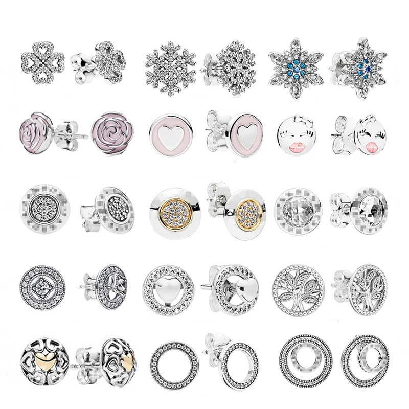 925 Silver Fit Pandora Earrings Snowflake Earrings, Four Leaf Grass, Chrysanthemum Style, Love Series Fashion Style Fine Earrings Jewelry
925 Silver Fit Pandora Earrings Snowflake Earrings, Four Leaf Grass, Chrysanthemum Style, Love Series Fashion Style Fine Earrings Jewelry