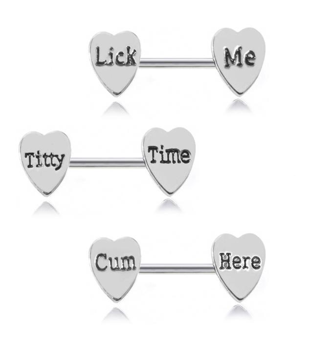 Sexy letter Heart Nipple Ring Stainless Steel Tongue Rings bar Body Piercing Jewelry for women gift will and sandy6366483
Sexy letter Heart Nipple Ring Stainless Steel Tongue Rings bar Body Piercing Jewelry for women gift will and sandy6366483