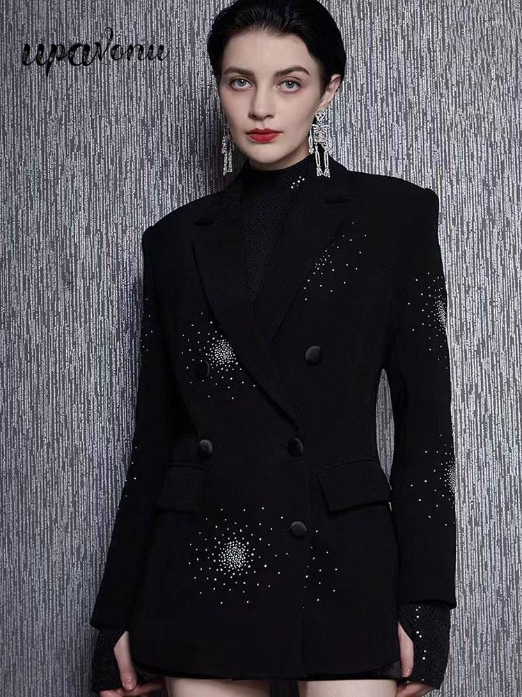 Women's Suits Fashion Heavy Industry 3D Diamond Tiger Pattern Suit Coat Women's Polo Collar Long Sleeve Double Breasted Slim Fit Black
Women's Suits Fashion Heavy Industry 3D Diamond Tiger Pattern Suit Coat Women's Polo Collar Long Sleeve Double Breasted Slim Fit Black