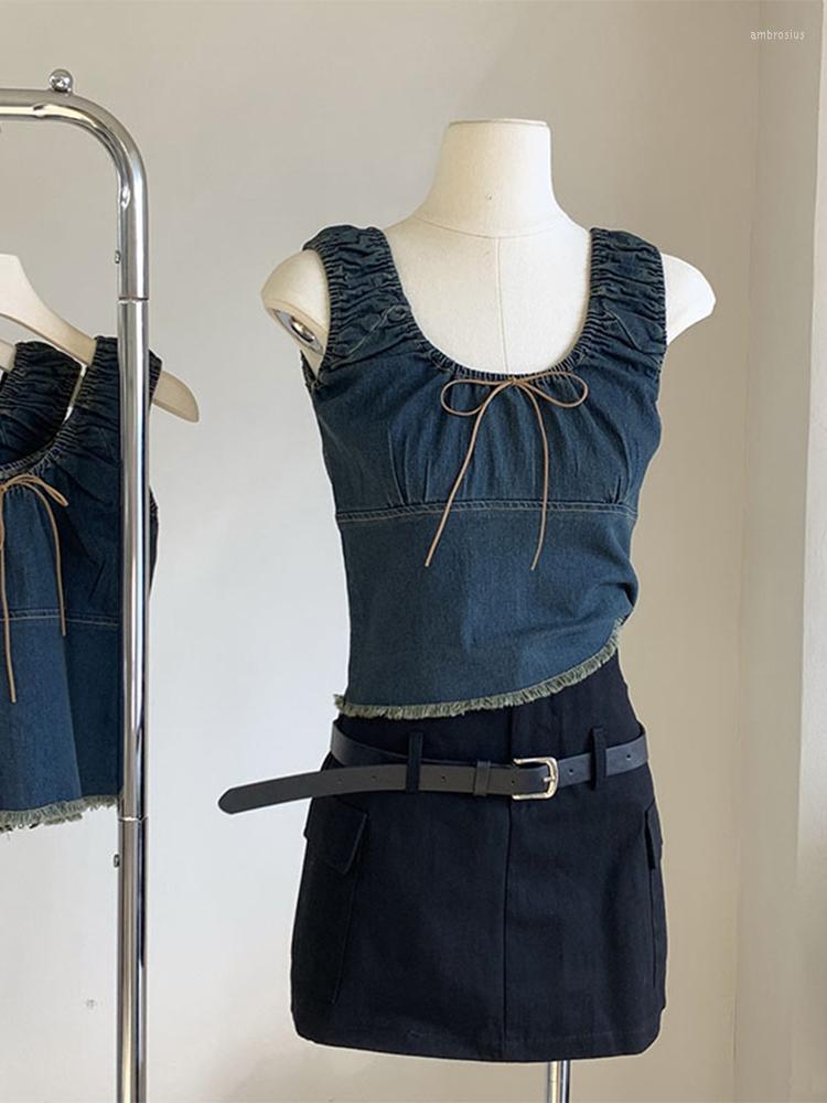 Women' Tanks Summer Women Design Vintage Denim Sleeveless Crop Top Strapless Y2k Streetwear Vest Sexy Korean Fashion Gyaru Cozy Kawaii, Blue
Women' Tanks Summer Women Design Vintage Denim Sleeveless Crop Top Strapless Y2k Streetwear Vest Sexy Korean Fashion Gyaru Cozy Kawaii, Blue
