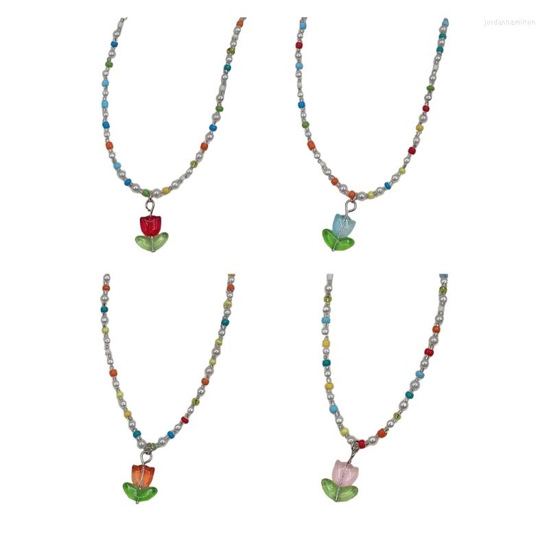 Pendant Necklaces Sweet Bohemia Short Choker Chain Colorful Beaded Necklace For Women Tulip Gift
Pendant Necklaces Sweet Bohemia Short Choker Chain Colorful Beaded Necklace For Women Tulip Gift