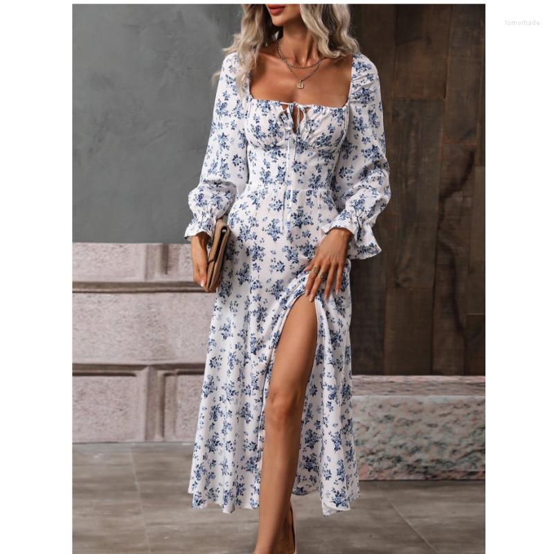 Casual Dresses Retro Print Dress Women Boho Elegant Lace Up Side Splits Square Neck Maxi Ladies Sexy Beach Long Sleeve Sundress, White
Casual Dresses Retro Print Dress Women Boho Elegant Lace Up Side Splits Square Neck Maxi Ladies Sexy Beach Long Sleeve Sundress, White